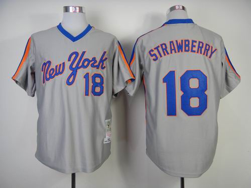 new york Mets 18 STAWBERRY throwback gray men baseball mlb jersey
