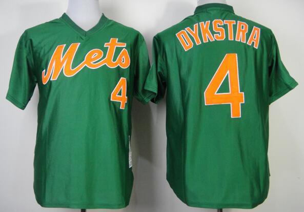 new york Mets 4 DYKSTRA  throwback green men baseball mlb jersey