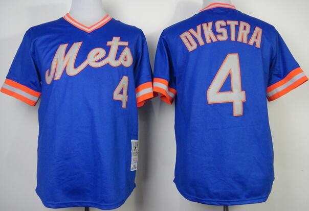 new york Mets 4 DYKSTRA throwback blue men baseball mlb jersey