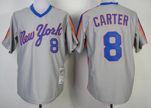 new york Mets 8 CARTER  throwback gray men baseball mlb jersey