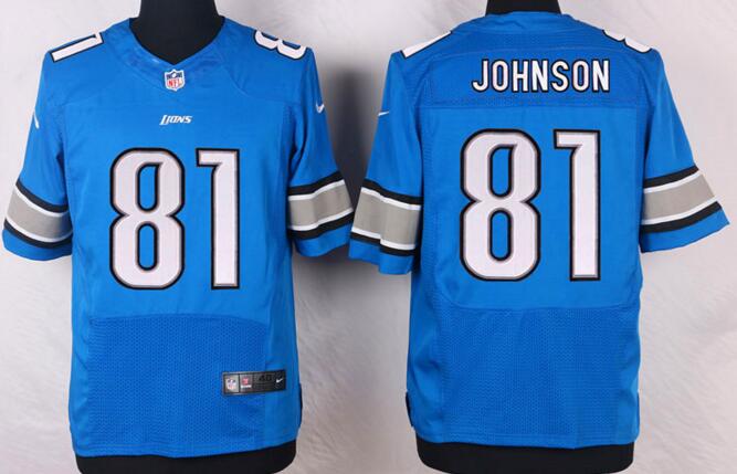 nike Detroit Lions 81 Calvin Johnson blue nfl elite jerseys