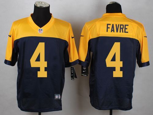 Custom nike Green Bay Packers 4 Brett Favre  blue yellow nfl Jersey