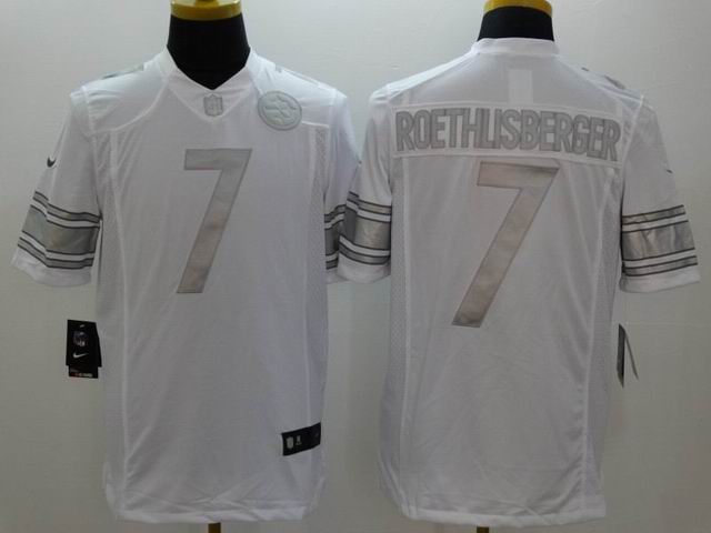 nike Pittsburgh Steelers 7 Ben Roethlisberger Platinum White Limited Jerseys