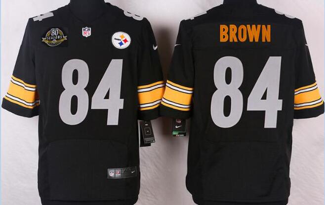 nike Pittsburgh Steelers 84 Antonio Brown black elite nike nfl jerseys 80th patch