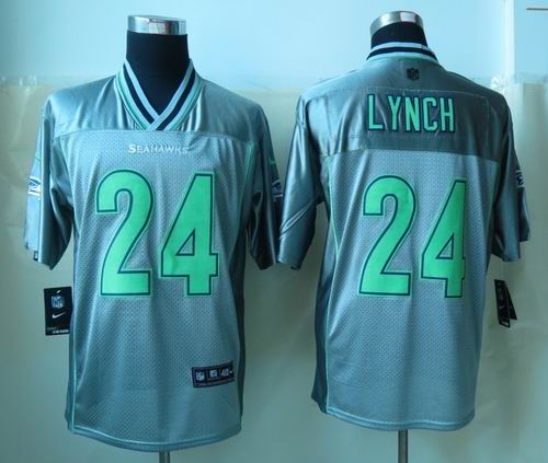 nike Seattle Seahawks 24 Lynch Grey Vapor Elite Jerseys