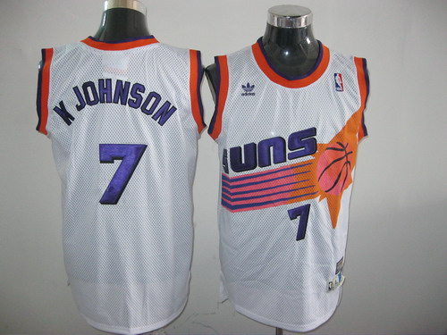 phoenix Suns 7 K JOHNSON white nba basketball jerseys