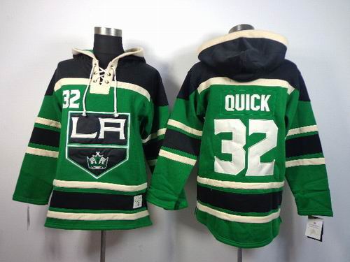 reebok Los Angeles Kings #32 Jonathan Quick green NHL hooded sweatshirt