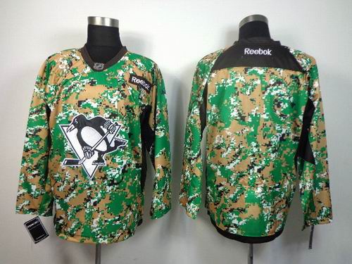 reebok Pittsburgh Penguins blank green camo men nhl ice hockey  jerseys