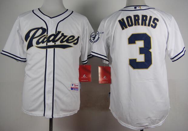 san diego padres 3 Derek Norris white mlb baseball jerseys