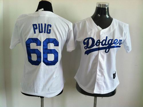 women  Los Angeles Dodger 66 Puig white mlb jersey