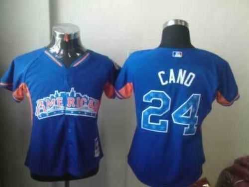 women 2013 MLB all star New York Yankees 24 Robinson Cano blue American Jersey