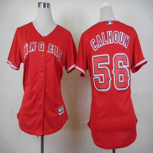 women Anaheim Angels #56 Kole Calhoun red mlb baseball jerseys