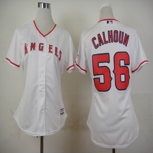 women Anaheim Angels #56 Kole Calhoun white mlb baseball jerseys