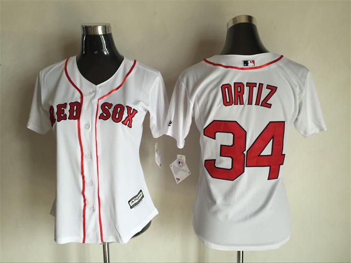 women Boston Red Sox 34 David Ortiz white Majestic baseball Jerseys