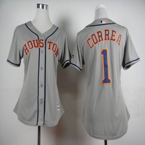 women Houston Astros #1 Carlos Correa gary MLB baseball Jerseys