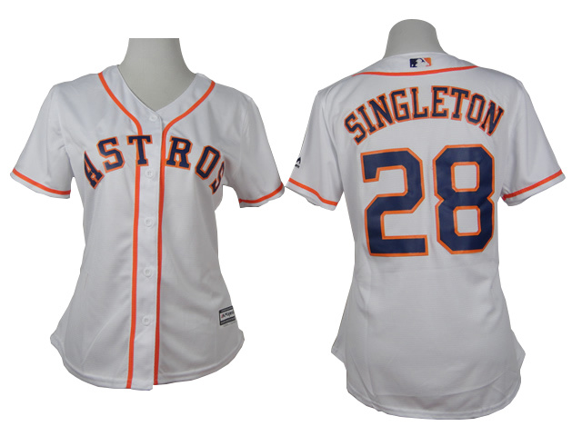 women Houston Astros #28 Jon Singleton white MLB baseball Jerseys