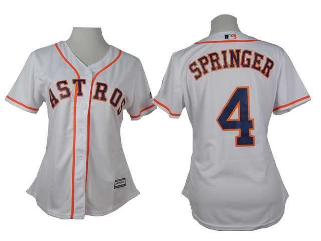 women Houston Astros #4 George Springer White MLB baseball Jerseys