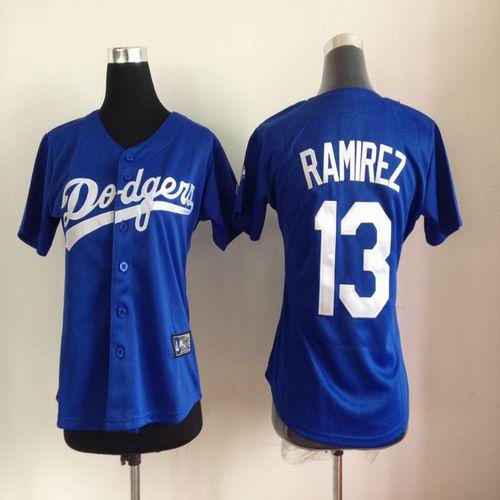 women Los Angeles Dodgers 13# Hanley Ramirez blue mlb jersey