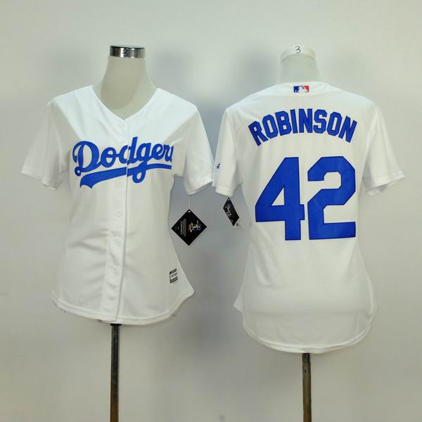 women Los Angeles Dodgers 42 Robinson white majestic baseball jerseys