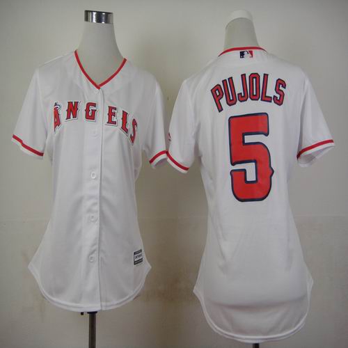 women Los angeles angels #5 Pujols white MLB Jersey