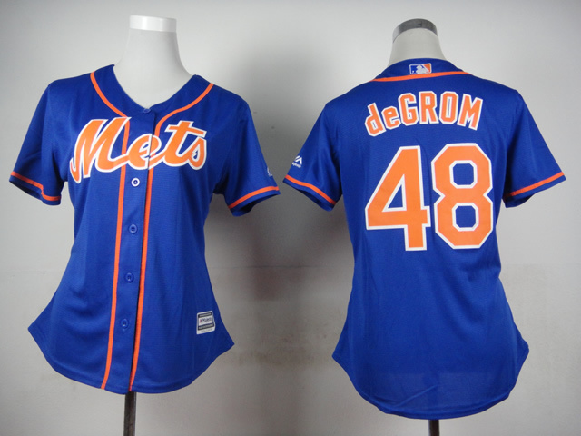 women New York Mets Jacob deGrom #48 blue orange mlb jerseys