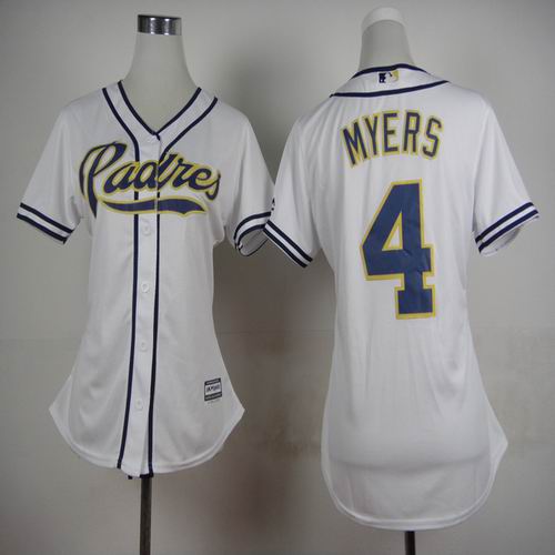 women San Diego Padres #4 Wil Myers white MLB baseball jersey