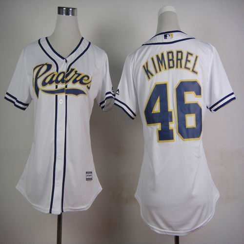 women San Diego Padres #46 Craig Kimbrel white baseball jersey