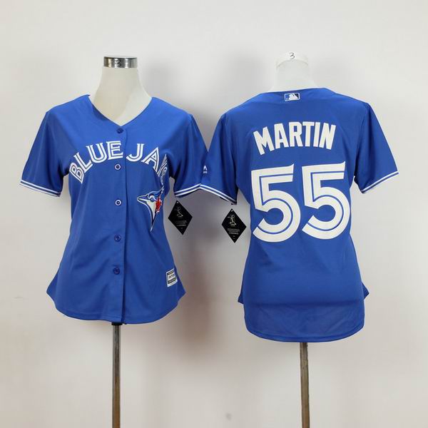 women Toronto Blue Jays #55 Russell Martin Blue MLB baseball Jerseys