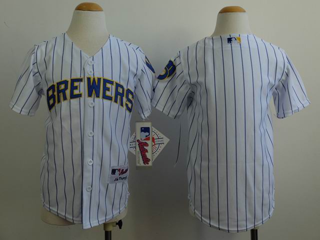 youth Milwaukee Brewers blank white stripe MLB Jerseys