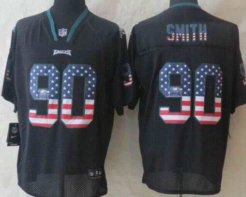 2014 New Nike Philadelphia Eagles 90 Smith USA Flag Fashion Black Elite Jerseys 2014 New Nike Philadelphia Eagles 90 Smith USA Flag Fashion Black Elite Jerseys