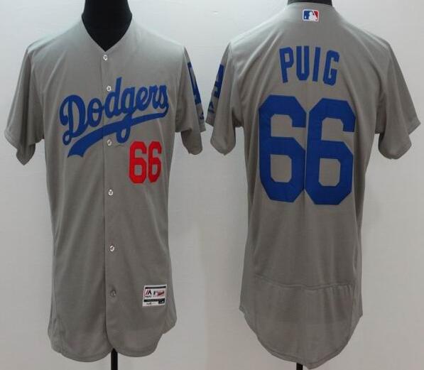 2016 Los Angeles Dodgers 66 Yasiel Puig gray elite men baseball mlb jersey