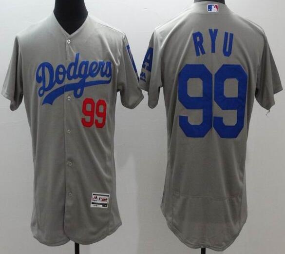 2016 Los Angeles Dodgers 99 Hyun-Jin Ryu gray elite men baseball mlb jersey