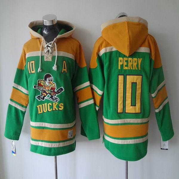 Anaheim Ducks #10 Corey Perry Yellow Green Hockey Hooded Sweatshirt