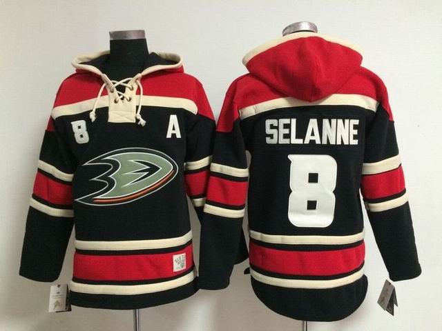 Anaheim Ducks #8 Teemu Selanne black red NHL hooded sweatshirt Anaheim Ducks #8 Teemu Selanne black red NHL hooded sweatshirt