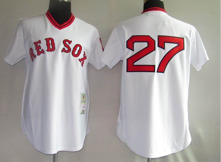 Boston Red Sox 27 Fisk white men baseball mlb jersey