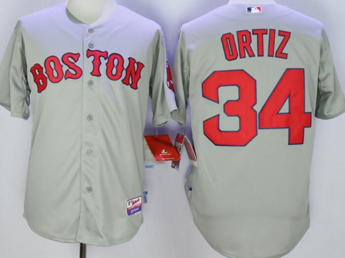 Boston Red Sox 34 Ortiz Grey mlb baseball jerseys