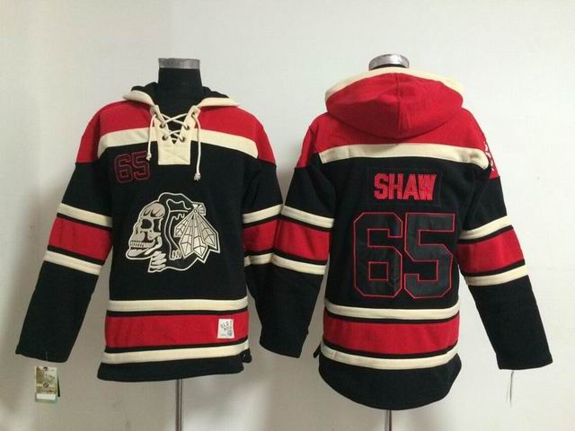 Chicago Blackhawks #65  Andrew Shaw black Red NHL Hooded Sweatshirt