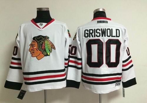 Chicago Blackhawks 00 GRISWOLD white throwback CCM nhl Jersey