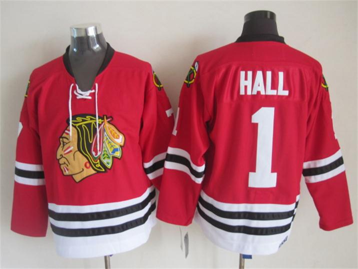 Chicago Blackhawks 1 Glean Hall Red NHL hockey Jerseys Chicago Blackhawks 1 Glean Hall Red NHL hockey Jerseys