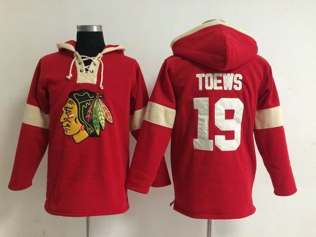 Chicago Blackhawks 19# Jonathan Toews Red hockey Hooded Sweatshirt