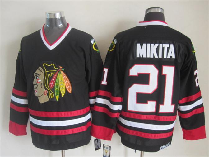 Chicago Blackhawks 21 Stan Mikita black CCM men ice hockey nhl jerseys