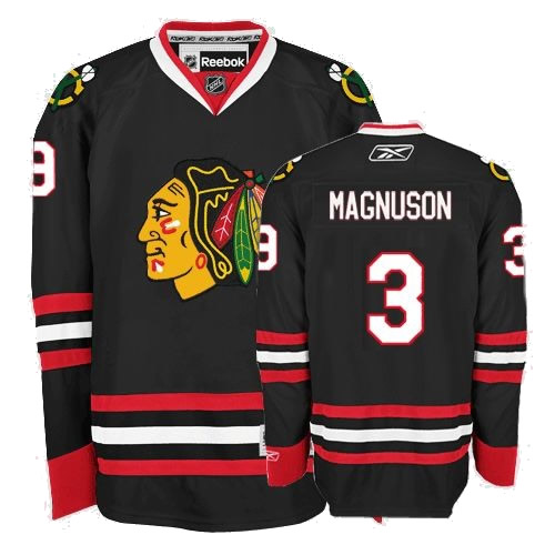 Chicago Blackhawks 3 Keith Magnuson  Black nhl men hockey Jerseys