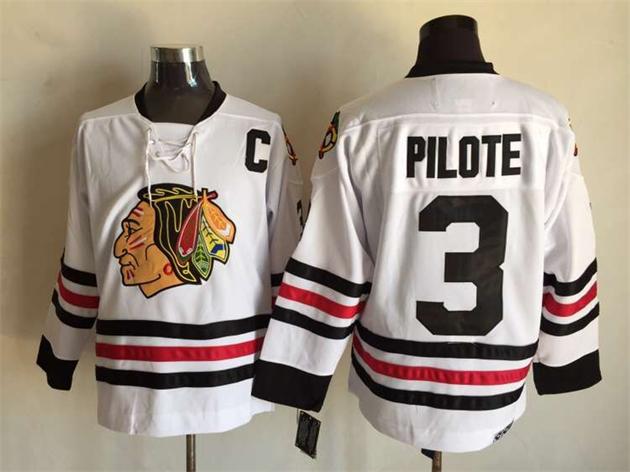 Chicago Blackhawks 3 Pilote white men ice hockey nhl jerseys