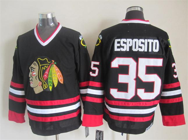 Chicago Blackhawks 35 Tony Esposito CCM black nhl jerseys Chicago Blackhawks 35 Tony Esposito CCM black nhl jerseys
