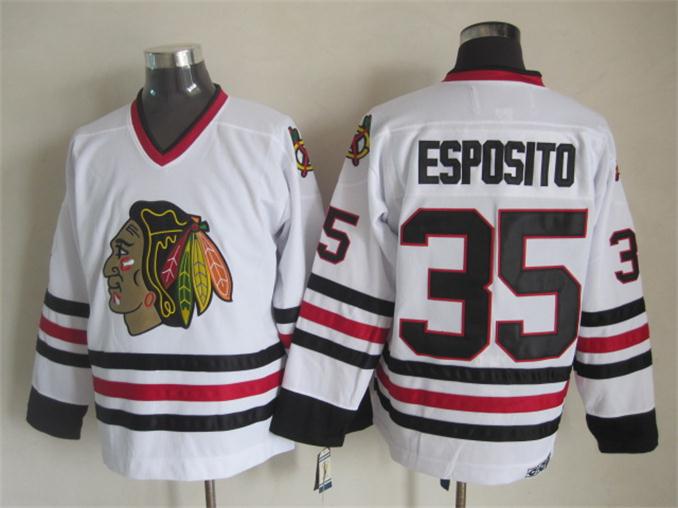 Chicago Blackhawks 35 Tony Esposito CCM white nhl jerseys Chicago Blackhawks 35 Tony Esposito CCM white nhl jerseys