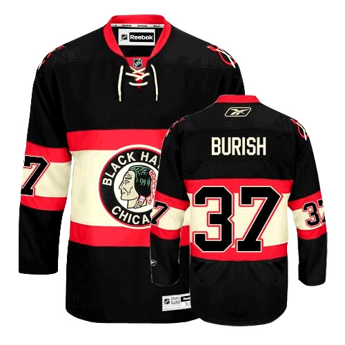 Chicago Blackhawks 37 Adam Burish Black New Third nhl hockey Jerseys