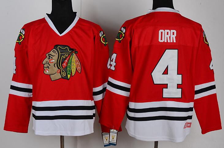 Chicago Blackhawks 4 Bobby Orr Red Throwback  hockey Jerseys