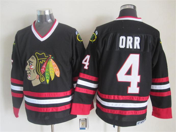 Chicago Blackhawks 4 Bobby Orr black CCM Ice men ice hockey nhl jerseys