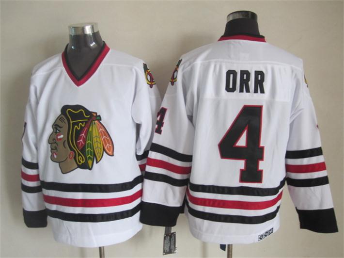 Chicago Blackhawks 4 Bobby Orr white CCM men ice hockey nhl jerseys