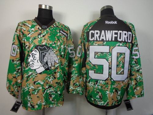 Chicago Blackhawks 50 CRAWFORD camo Green nhl men Jerseys Chicago Blackhawks 50 CRAWFORD camo Green nhl men Jerseys